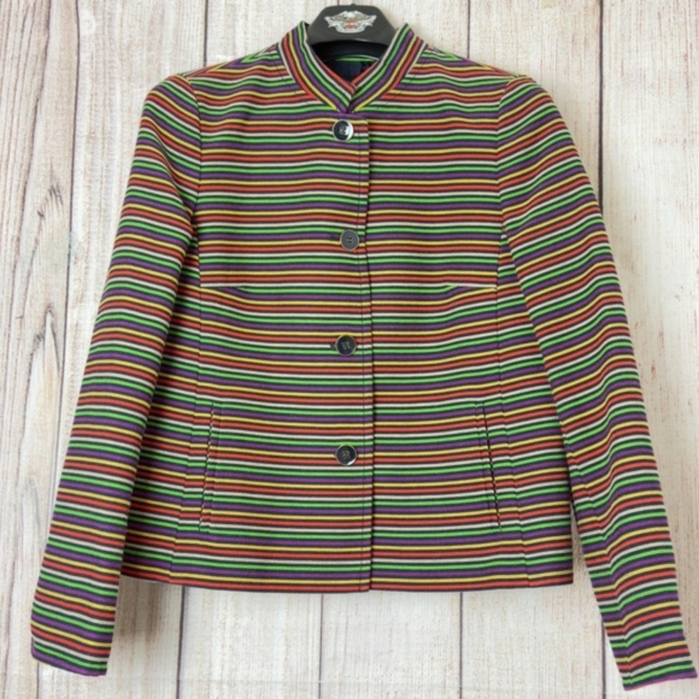 Talbots Womens Rainbow Striped Blazer Jacket size 10